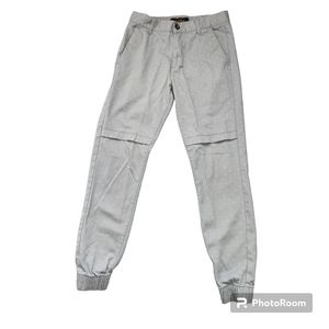 Halifax Women's Light Gray & White Polka-dot 4 Pocket Cinched Ankle Pants 32